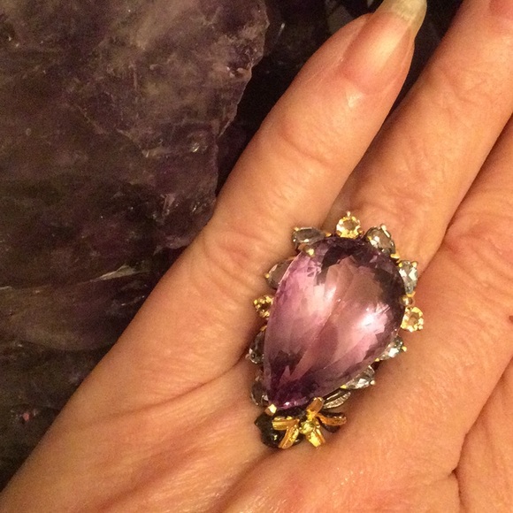 Super Stunning Genuine Top Quality Brazilian Amethyst Ring - Picture 6 of 14